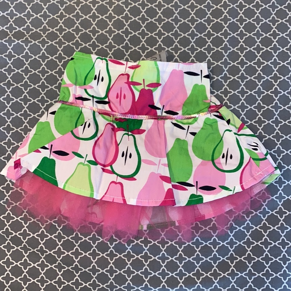 Jen Jen Skirt with Pears & Pink Tulle Sizes 12 months, 4, 6x NEW NWT